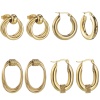 Immagine di Ecologico Elegante Semplice 14k Vero Oro Placcato 304 Acciaio Inossidabile orecchino cerchio Per Donne 1 Paio