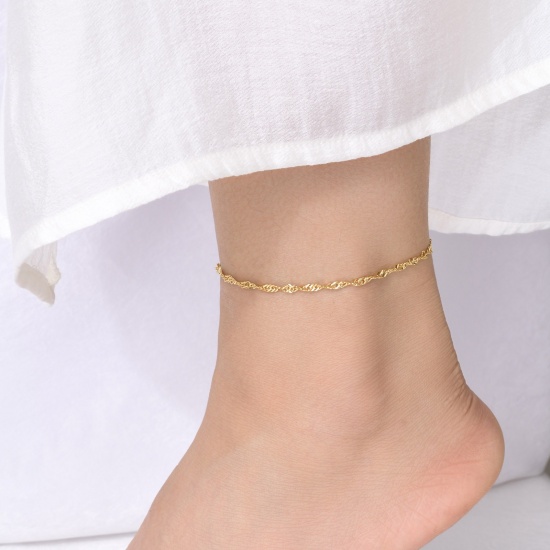 Picture of 304 Stainless Steel Stylish Anklet Link Chain Heart 18K Real Gold Plated