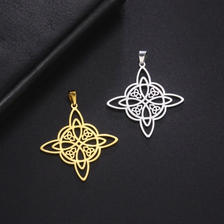 304 Stainless Steel Pendants Multicolor Celtic Knot 3.4cm x 3.65cm
