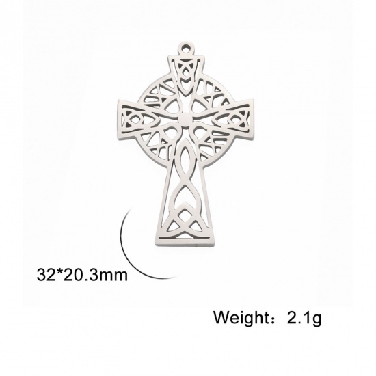 Picture of 304 Stainless Steel Pendants Multicolor Cross 30mm x 20mm