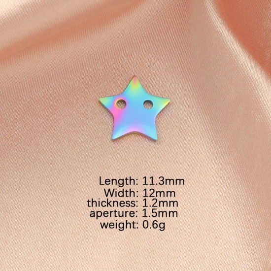304ステンレス鋼 チャーム 五芒星 多色 11mm x 12mm、 2 個 の画像
