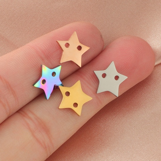 304ステンレス鋼 チャーム 五芒星 多色 11mm x 12mm、 2 個 の画像
