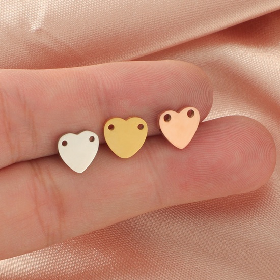 Picture of 304 Stainless Steel Charms Multicolor Heart 8.5mm x 9mm