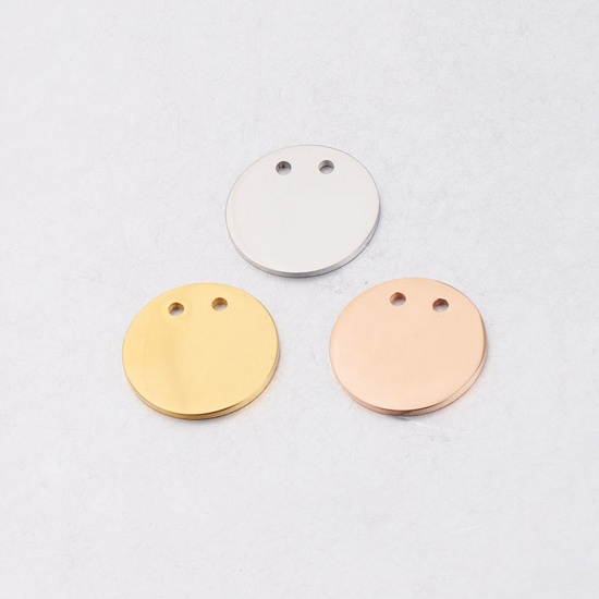 Picture of 304 Stainless Steel Connectors Charms Pendants Multicolor Round Polished