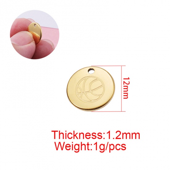 Picture of 304 Stainless Steel Charms Multicolor Round Lightning 12mm Dia.