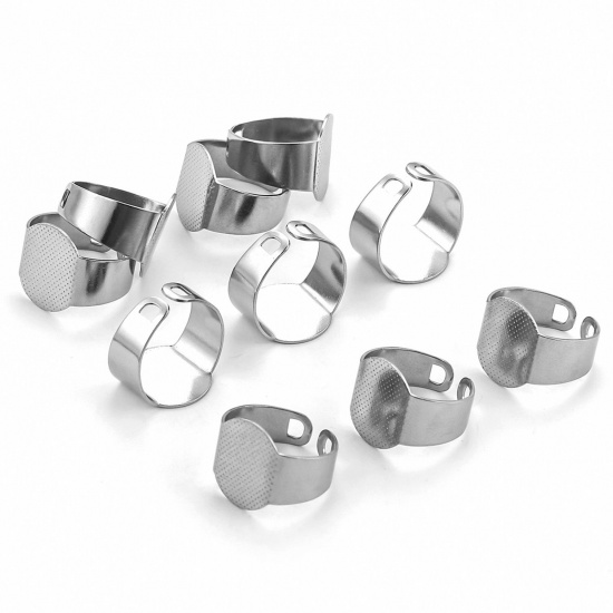 Picture of 304 Stainless Steel Open Adjustable Rings Multicolor Glue On 19mm(US Size 9)