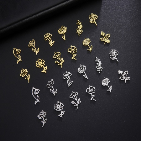 304 Edelstahl Charms Blumen Bunt 13mm x 17mm, 1 Stück