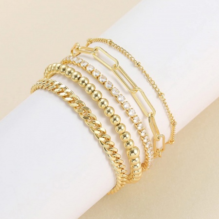 Hypoallergenic 304 Stainless Steel Link Chain Anklet Gold Plated 21cm(8 2/8") long, 1 Piece