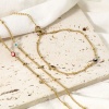 Immagine di 1 Pz Placcatura Sottovuoto 304 Acciaio Inossidabile Religione Catena Singolare Cavigliere Oro Placcato Multicolore Smalto a Doppia Faccia Tondo Malocchio 21.5cm lunghezza