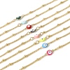 Immagine di 1 Pz Placcatura Sottovuoto 304 Acciaio Inossidabile Religione Catena Singolare Cavigliere Oro Placcato Multicolore Smalto a Doppia Faccia Tondo Malocchio 21.5cm lunghezza