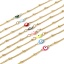 Immagine di 1 Pz Placcatura Sottovuoto 304 Acciaio Inossidabile Religione Catena Singolare Cavigliere Oro Placcato Multicolore Smalto a Doppia Faccia Tondo Malocchio 21.5cm lunghezza