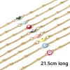 Immagine di 1 Pz Placcatura Sottovuoto 304 Acciaio Inossidabile Religione Catena Singolare Cavigliere Oro Placcato Multicolore Smalto a Doppia Faccia Tondo Malocchio 21.5cm lunghezza