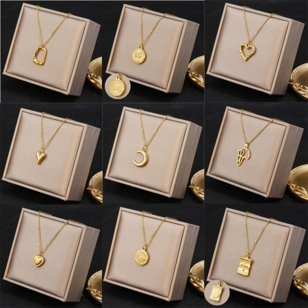 Ecologico Minimalista Elegante 18K Oro riempito 304 Acciaio Inossidabile Cavo Catena Cuore Tondo Collana con Ciondolo Per Donne Festa della Mamma 1 Pz