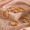 Picture of Eco-friendly Minimalist Exquisite 18K Real Gold Plated 304 Stainless Steel & Cubic Zirconia Unadjustable Rectangle Rings For Women Anniversary