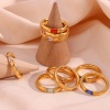 Picture of Eco-friendly Minimalist Exquisite 18K Real Gold Plated 304 Stainless Steel & Cubic Zirconia Unadjustable Rectangle Rings For Women Anniversary