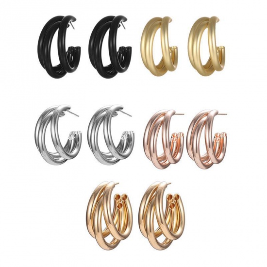 Picture of Simple Hoop Earrings Multicolor C Shape