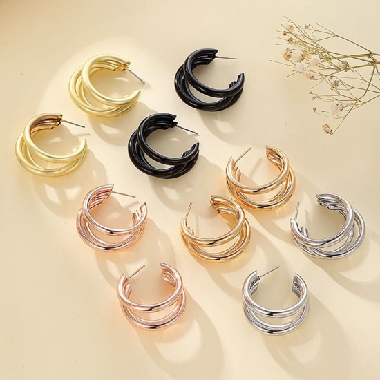 Picture of Simple Hoop Earrings Multicolor C Shape