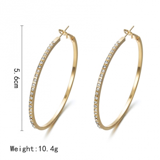 Picture of Simple Hoop Earrings Multicolor Micro Pave Circle Ring Clear Rhinestone