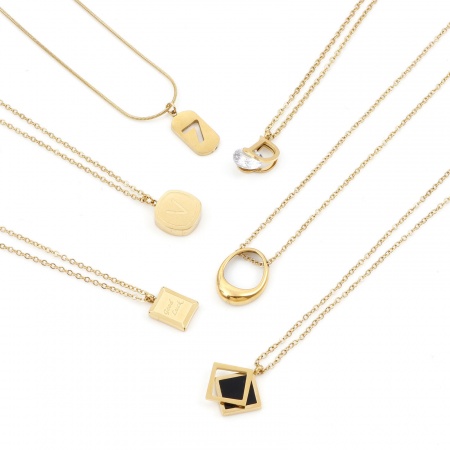 304 Stainless Steel Stylish Link Cable Chain Necklace 18K Gold Plated Oval