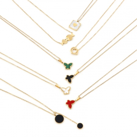 Colliers Chaîne Maille Forçat en 304 Acier Inoxydable Élégant Plaqué Or 18K Blanc Papillon 1 Pièce