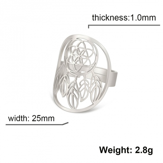 Imagen de 304 Acero Inoxidable Elegante Abierto Ajustable Anillos Multicolor Capta Sueño 17.3mm (US size 7), 1 Unidad