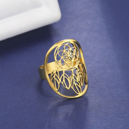 Imagen de 304 Acero Inoxidable Elegante Abierto Ajustable Anillos Multicolor Capta Sueño 17.3mm (US size 7), 1 Unidad