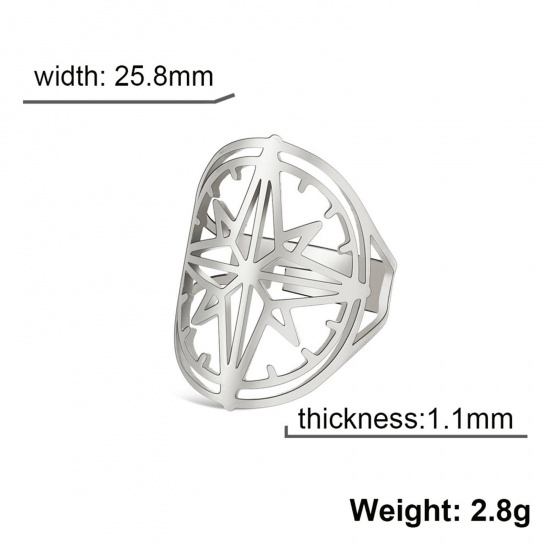 Picture of 304 Stainless Steel Stylish Open Adjustable Rings Multicolor Star 17.3mm(US Size 7)