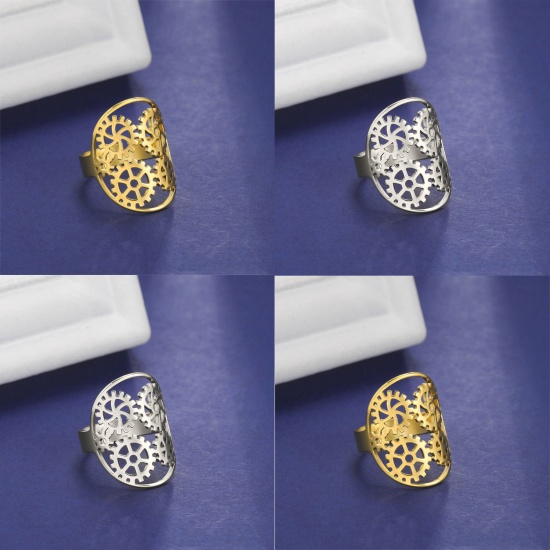 Imagen de 304 Acero Inoxidable Elegante Abierto Ajustable Anillos Multicolor Rueda 17.3mm (US size 7), 1 Unidad