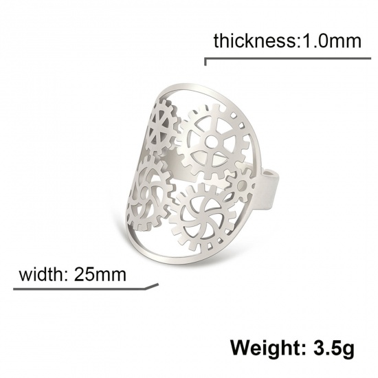 Imagen de 304 Acero Inoxidable Elegante Abierto Ajustable Anillos Multicolor Rueda 17.3mm (US size 7), 1 Unidad