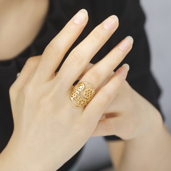 Imagen de 304 Acero Inoxidable Elegante Abierto Ajustable Anillos Multicolor Rueda 17.3mm (US size 7), 1 Unidad