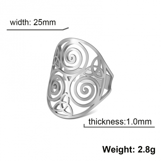 Picture of 304 Stainless Steel Stylish Open Adjustable Rings Multicolor Celtic Knot Spiral 17.3mm(US Size 7)