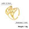Picture of 304 Stainless Steel Stylish Open Adjustable Rings Multicolor Leaf 17.3mm(US Size 7)