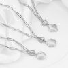 Bild von 304 Edelstahl Stilvoll Büroklammerkette Halskette Silberfarbe Herz Blumen 49.5cm lang, 1 Strang