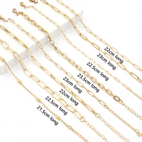 Picture of 304 Stainless Steel Simple Link Chain Anklet Gold Plated