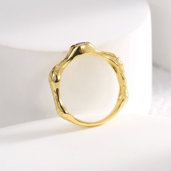 Picture of Eco-friendly Stylish Simple 18K Real Gold Plated Copper & Cubic Zirconia Unadjustable Rings Unisex Anniversary