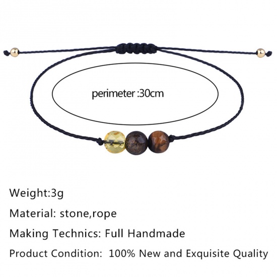 Picture of Gemstone Adjustable Braided Bracelets Zodiac Constellation 30cm(11 6/8") long