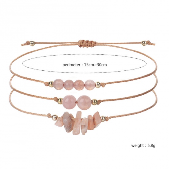 Image de Ensemble de Bracelet en Gemme Style Bohème Multicolore Chips Perles Réglable 30cm Long, 1 Kit