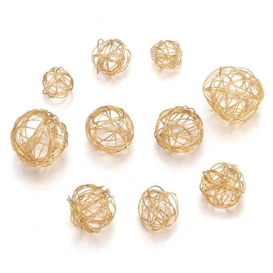 Immagine di 304 Acciaio Inossidabile Metallico Filo Avvolto Charms Palla Filigrana 2 Pz