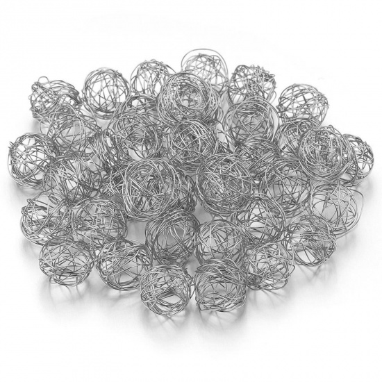 Immagine di 304 Acciaio Inossidabile Metallico Filo Avvolto Charms Palla Filigrana 2 Pz