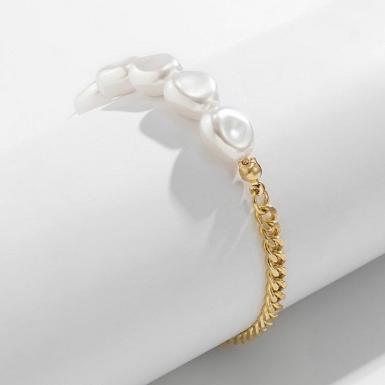 Immagine di Resina Elegante Cavigliere Oro Placcato Irregolare Imitata Perla 1 Pz