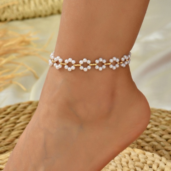 Picture of Stylish Beaded Anklet Multicolor Daisy Flower Enamel