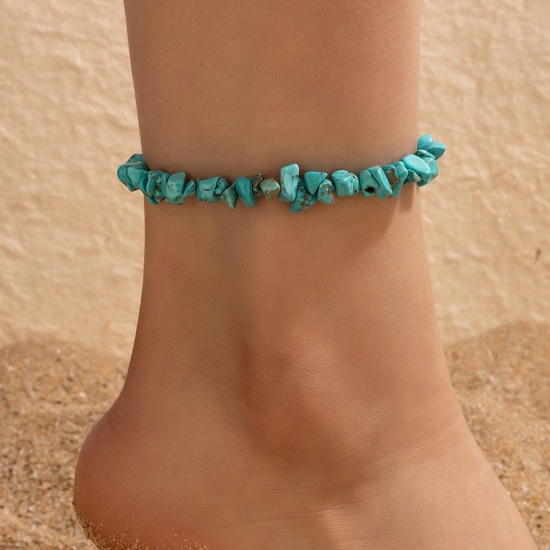 Picture of Turquoise Boho Chic Bohemia Beaded Anklet Multicolor Chip Beads