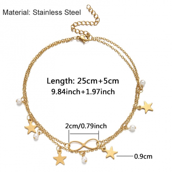 Picture of 304 Stainless Steel Boho Chic Bohemia Rolo Chain Anklet