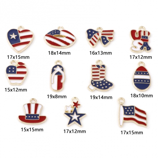 Picture of Zinc Based Alloy Sport Charms Gold Plated Red & Blue Flag Of The United States Enamel