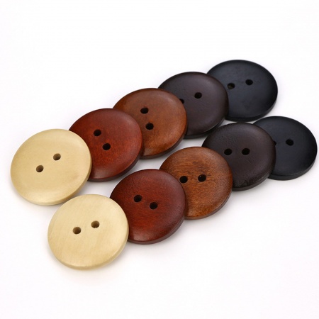 Natural Wood Sewing Buttons Scrapbooking 2 Holes Round Black