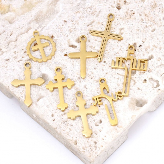 Picture of Eco-friendly 304 Stainless Steel Religious Pendants 18K Gold Plated Cross