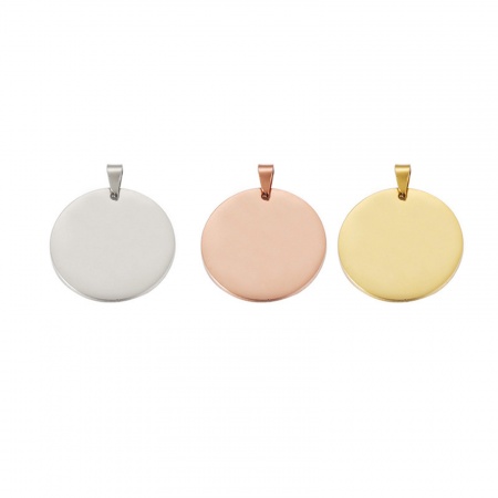 PendentifsÉtiquettes d'Estampage Vierges en 304 Acier Inoxydable Respectueux de la Nature Rond Multicolore Polissage Miroir 1 Pièce