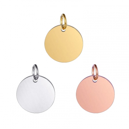 Eco-friendly 304 Stainless Steel Blank Stamping Tags Charms Round Disc Multicolor Mirror Polishing
