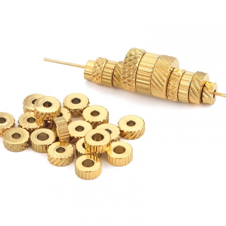 Eco-friendly 304 Stainless Steel Beads For DIY Jewelry Making Wheel Multicolor