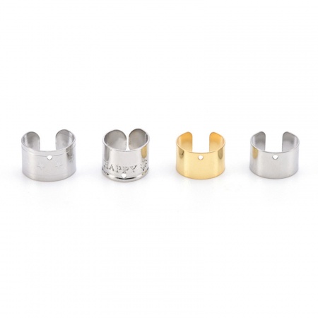 Hypoallergenic 304 Stainless Steel Ear Cuffs Clip Wrap Earrings U-shaped Silver Tone With Loop 10mm x 6mm